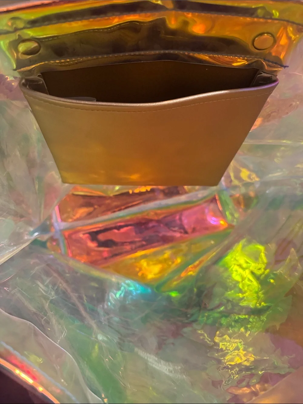 Hallmark Iridescent Holographic Tote with Gold Handles
